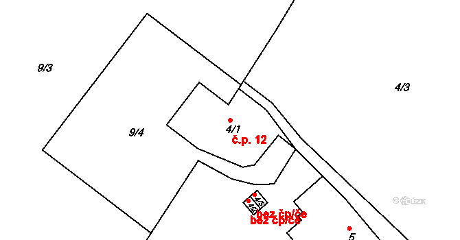 Temný Důl 12, Horní Maršov na parcele st. 4/1 v KÚ Temný Důl, Katastrální mapa