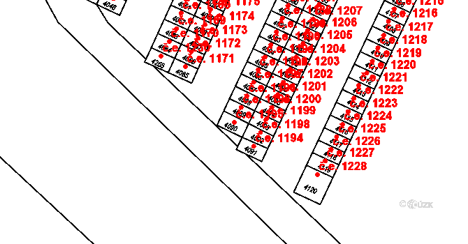 Kuřim 1195 na parcele st. 4090 v KÚ Kuřim, Katastrální mapa