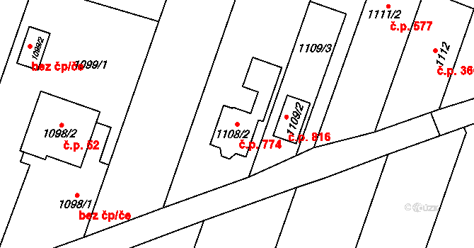 Štěpánkovice 774 na parcele st. 1108/2 v KÚ Štěpánkovice, Katastrální mapa