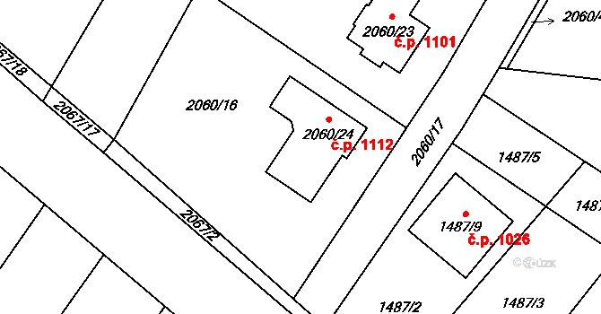Sadská 1112 na parcele st. 2060/24 v KÚ Sadská, Katastrální mapa