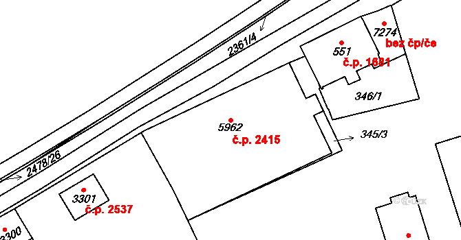 Cheb 2415 na parcele st. 5962 v KÚ Cheb, Katastrální mapa