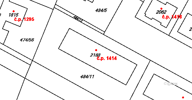Přelouč 1414 na parcele st. 2188 v KÚ Přelouč, Katastrální mapa