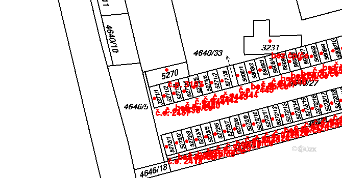 Žatec 2438 na parcele st. 5271/2 v KÚ Žatec, Katastrální mapa