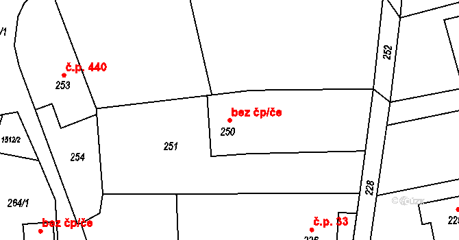 Bohumín 38255286 na parcele st. 250 v KÚ Záblatí u Bohumína, Katastrální mapa