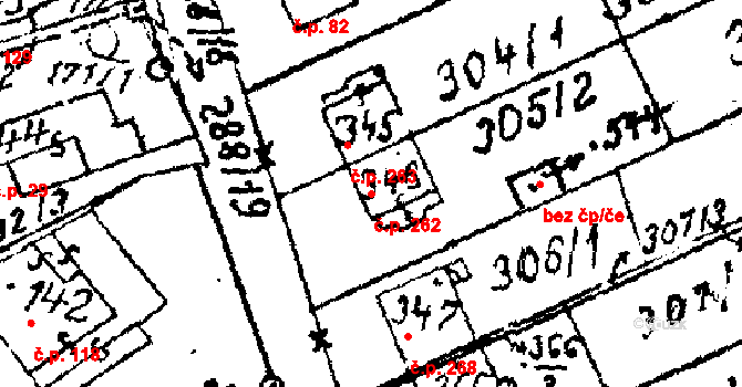 Habrovany 262 na parcele st. 346 v KÚ Habrovany, Katastrální mapa
