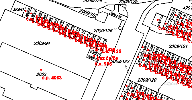 Chomutov 39088286 na parcele st. 2009/17 v KÚ Chomutov I, Katastrální mapa