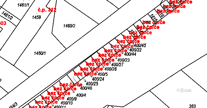 Chrást 39621286 na parcele st. 400/27 v KÚ Chrást u Plzně, Katastrální mapa