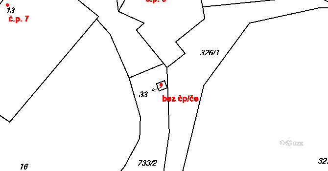 Dyjice 39696286 na parcele st. 33 v KÚ Dyjice, Katastrální mapa