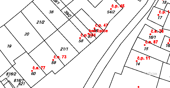 Manětín 43630286 na parcele st. 57 v KÚ Rabštejn nad Střelou, Katastrální mapa