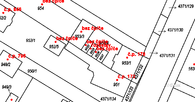 Veselí nad Lužnicí 43977286 na parcele st. 953/6 v KÚ Veselí nad Lužnicí, Katastrální mapa