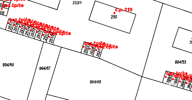 Čimelice 46187286 na parcele st. 252/7 v KÚ Čimelice, Katastrální mapa