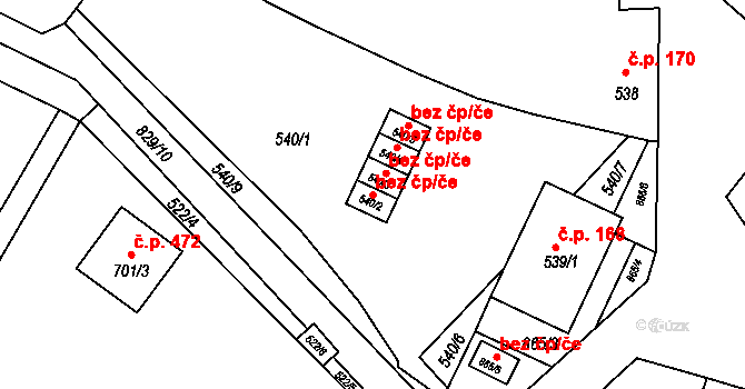 Šatov 50011286 na parcele st. 540/2 v KÚ Šatov, Katastrální mapa
