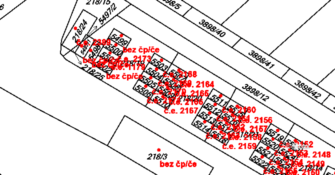 Řečkovice 2166, Brno na parcele st. 5509 v KÚ Řečkovice, Katastrální mapa