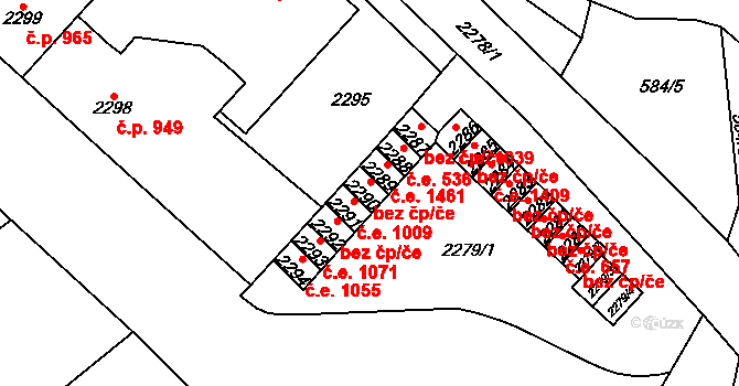 Chomutov 1519 na parcele st. 2290 v KÚ Chomutov I, Katastrální mapa