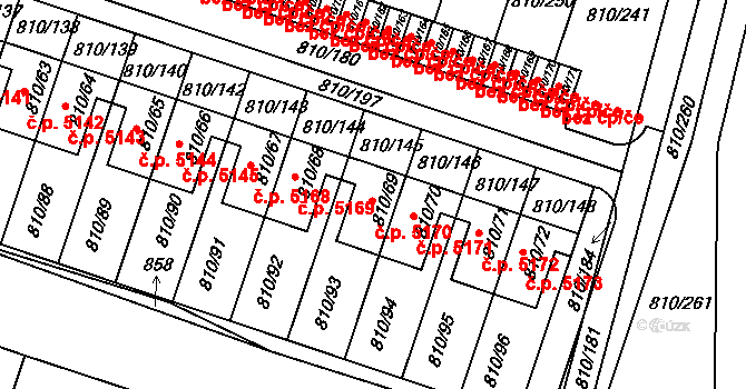 Proseč nad Nisou 5170, Jablonec nad Nisou na parcele st. 810/69 v KÚ Proseč nad Nisou, Katastrální mapa