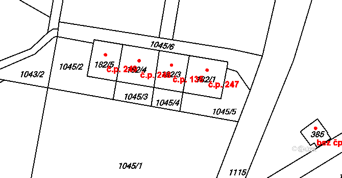 Bohdíkov 135 na parcele st. 182/3 v KÚ Dolní Bohdíkov, Katastrální mapa