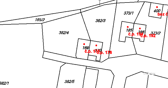 Mlékojedy 175, Neratovice na parcele st. 169 v KÚ Mlékojedy u Neratovic, Katastrální mapa