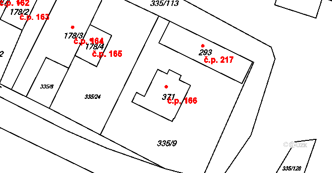 Tachlovice 166 na parcele st. 371 v KÚ Tachlovice, Katastrální mapa