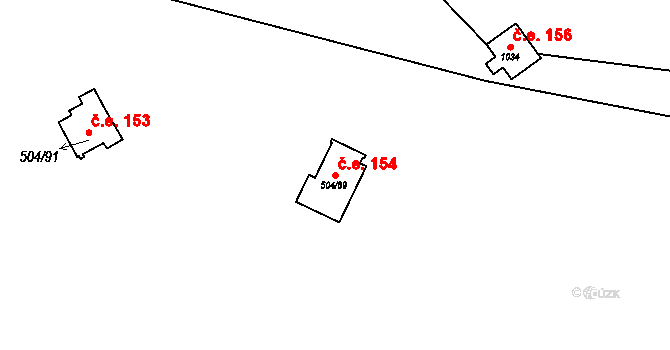 Třebenice 154, Štěchovice na parcele st. 504/89 v KÚ Štěchovice u Prahy, Katastrální mapa