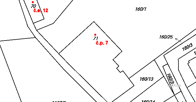 Třemešek 7, Oskava na parcele st. 71 v KÚ Třemešek, Katastrální mapa