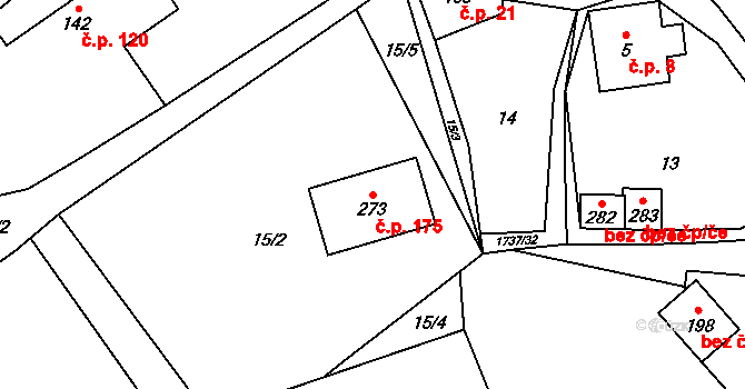 Straník 175, Nový Jičín na parcele st. 273 v KÚ Straník, Katastrální mapa