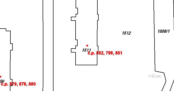 Mohelnice 799,851,852 na parcele st. 1511 v KÚ Mohelnice, Katastrální mapa