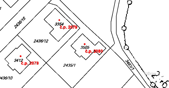 Lysá nad Labem 2080 na parcele st. 3505 v KÚ Lysá nad Labem, Katastrální mapa