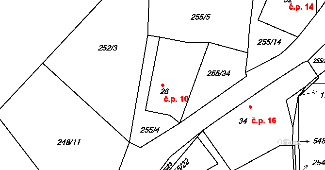 Horní Vestec 10, Slavíkov na parcele st. 26 v KÚ Dolní Vestec, Katastrální mapa