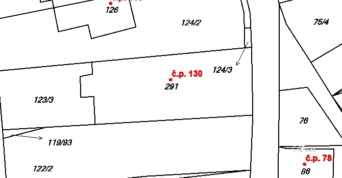 Šťáhlavice 130, Šťáhlavy na parcele st. 291 v KÚ Šťáhlavice, Katastrální mapa