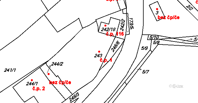 Bohumilice 1, Klobouky u Brna na parcele st. 243 v KÚ Bohumilice, Katastrální mapa