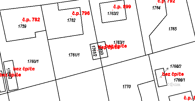 Třemošná 99834286 na parcele st. 1761/2 v KÚ Třemošná, Katastrální mapa