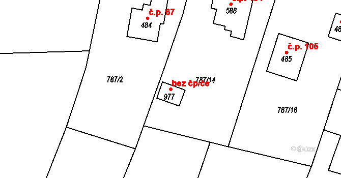 Mukařov 104347287 na parcele st. 977 v KÚ Mukařov u Říčan, Katastrální mapa