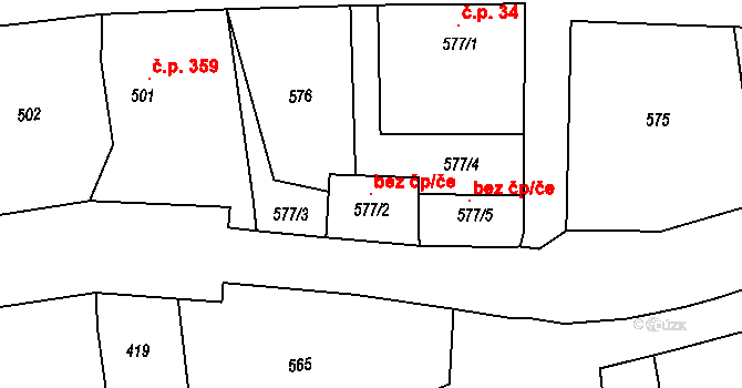 Dlouhá Loučka 105325287 na parcele st. 577/2 v KÚ Dolní Dlouhá Loučka, Katastrální mapa