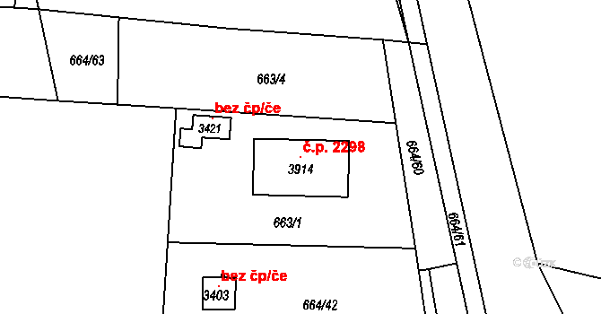 Hořice 2298 na parcele st. 3914 v KÚ Hořice v Podkrkonoší, Katastrální mapa