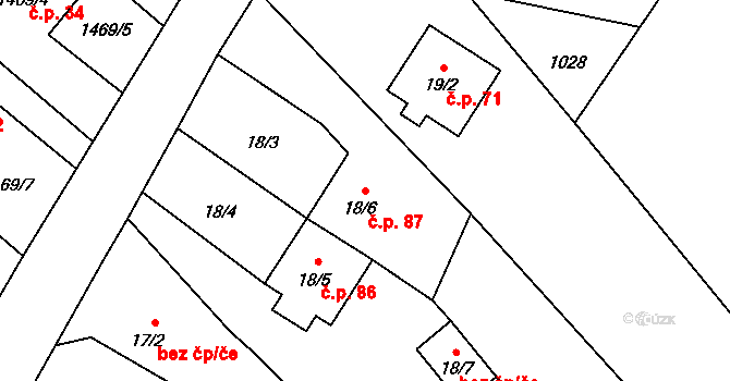Horní Nětčice 87 na parcele st. 18/6 v KÚ Horní Nětčice, Katastrální mapa