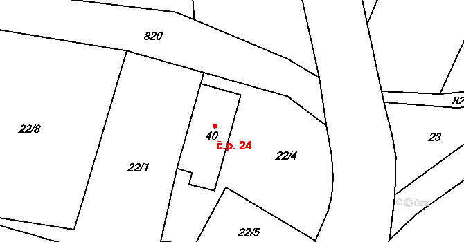 Popice 24, Jihlava na parcele st. 40 v KÚ Popice u Jihlavy, Katastrální mapa
