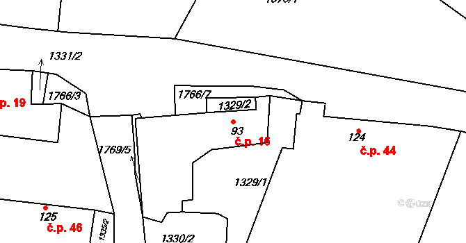 Bezděkov pod Třemšínem 16 na parcele st. 93 v KÚ Bezděkov pod Třemšínem, Katastrální mapa