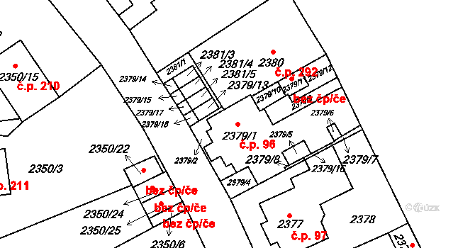 Staré Splavy 96, Doksy na parcele st. 2379/1 v KÚ Doksy u Máchova jezera, Katastrální mapa