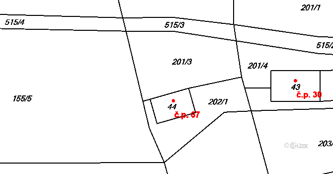 Františkov 67, Rokytnice nad Jizerou na parcele st. 44 v KÚ Františkov v Krkonoších, Katastrální mapa