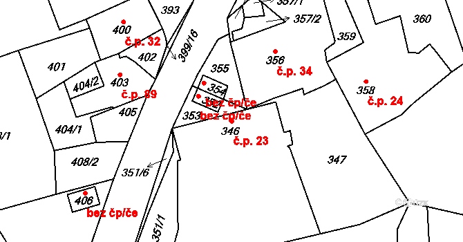 Kvaň 23, Zaječov na parcele st. 346 v KÚ Kvaň, Katastrální mapa