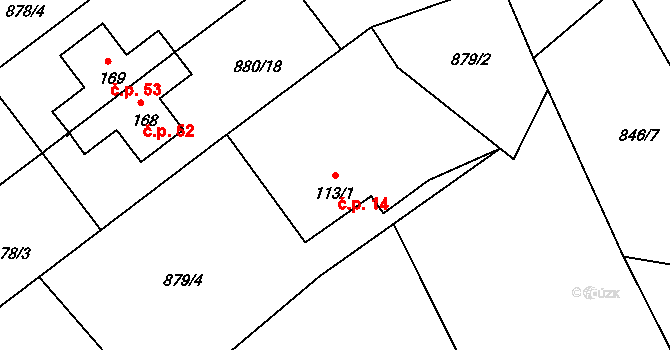 Skalička 14, Skalice na parcele st. 113/1 v KÚ Skalička nad Labem, Katastrální mapa