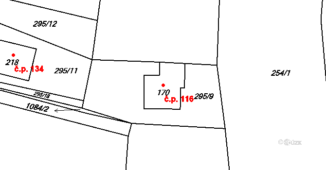 Klučenice 116 na parcele st. 170 v KÚ Klučenice, Katastrální mapa