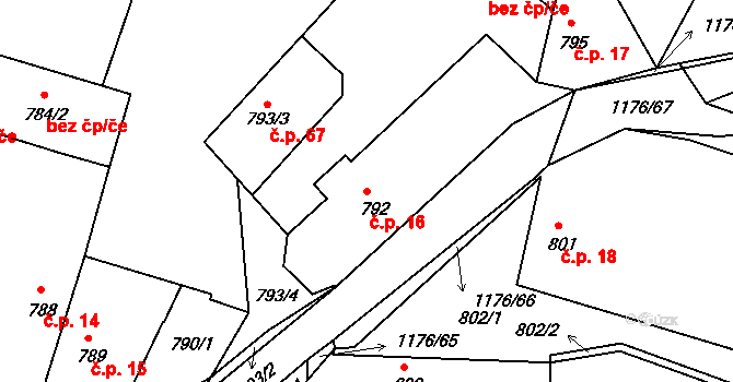 Krasetín 16, Holubov na parcele st. 792 v KÚ Holubov, Katastrální mapa