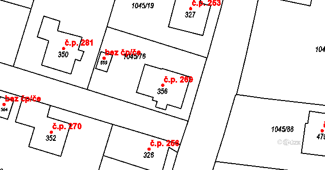 Dlouhá Třebová 269 na parcele st. 356 v KÚ Dlouhá Třebová, Katastrální mapa