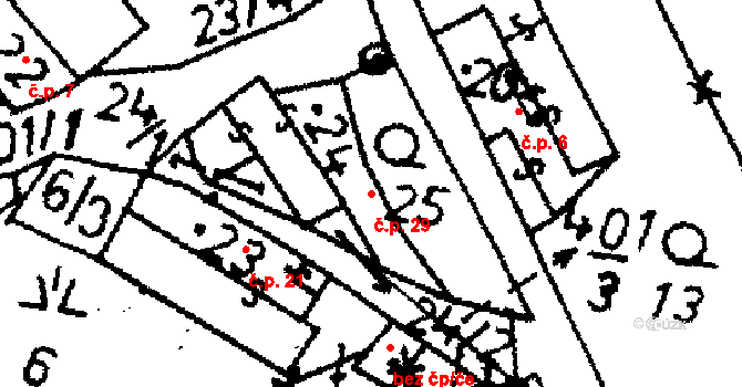 Pacelice 29, Škvořetice na parcele st. 24 v KÚ Pacelice, Katastrální mapa