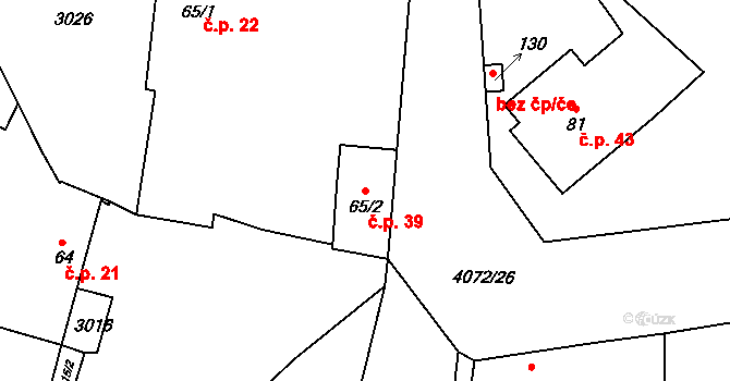 Holašovice 39, Jankov na parcele st. 65/2 v KÚ Holašovice, Katastrální mapa