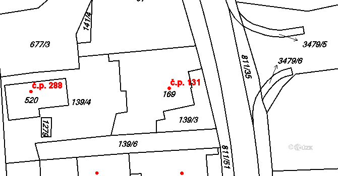 Luby 131, Klatovy na parcele st. 169 v KÚ Luby, Katastrální mapa