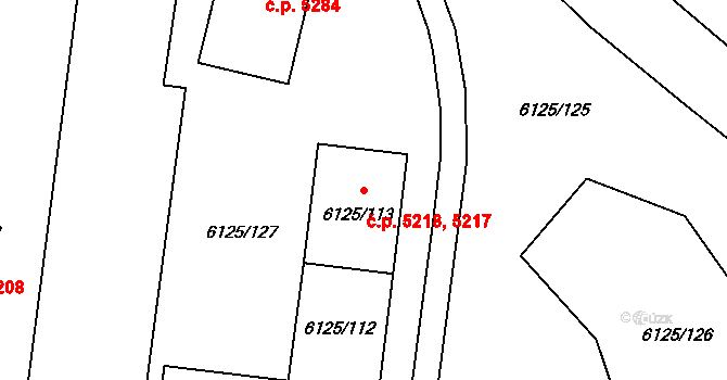 Chomutov 5217,5218 na parcele st. 6125/113 v KÚ Chomutov I, Katastrální mapa