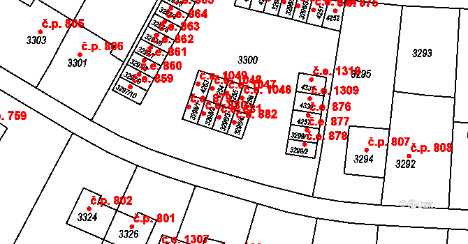 Kuřim 882 na parcele st. 3298/4 v KÚ Kuřim, Katastrální mapa