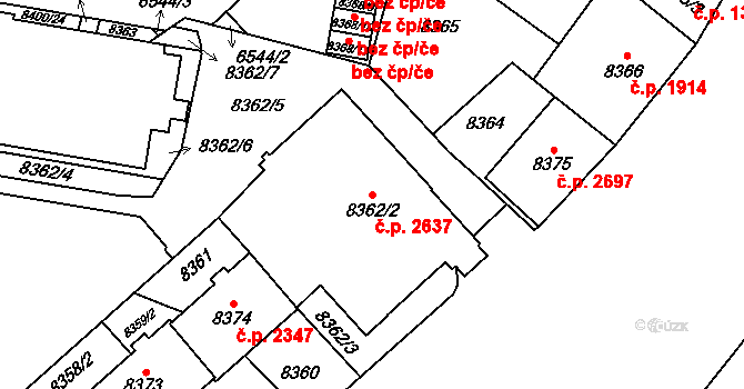Jižní Předměstí 2637, Plzeň na parcele st. 8362/2 v KÚ Plzeň, Katastrální mapa